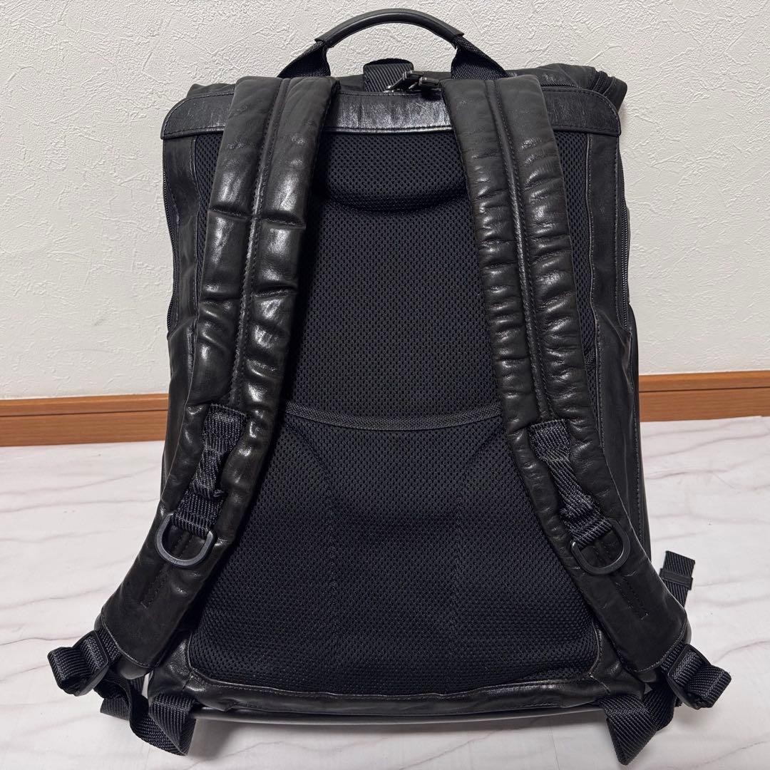 TUMI Bravo London Roll Top All Leather Backpack Black