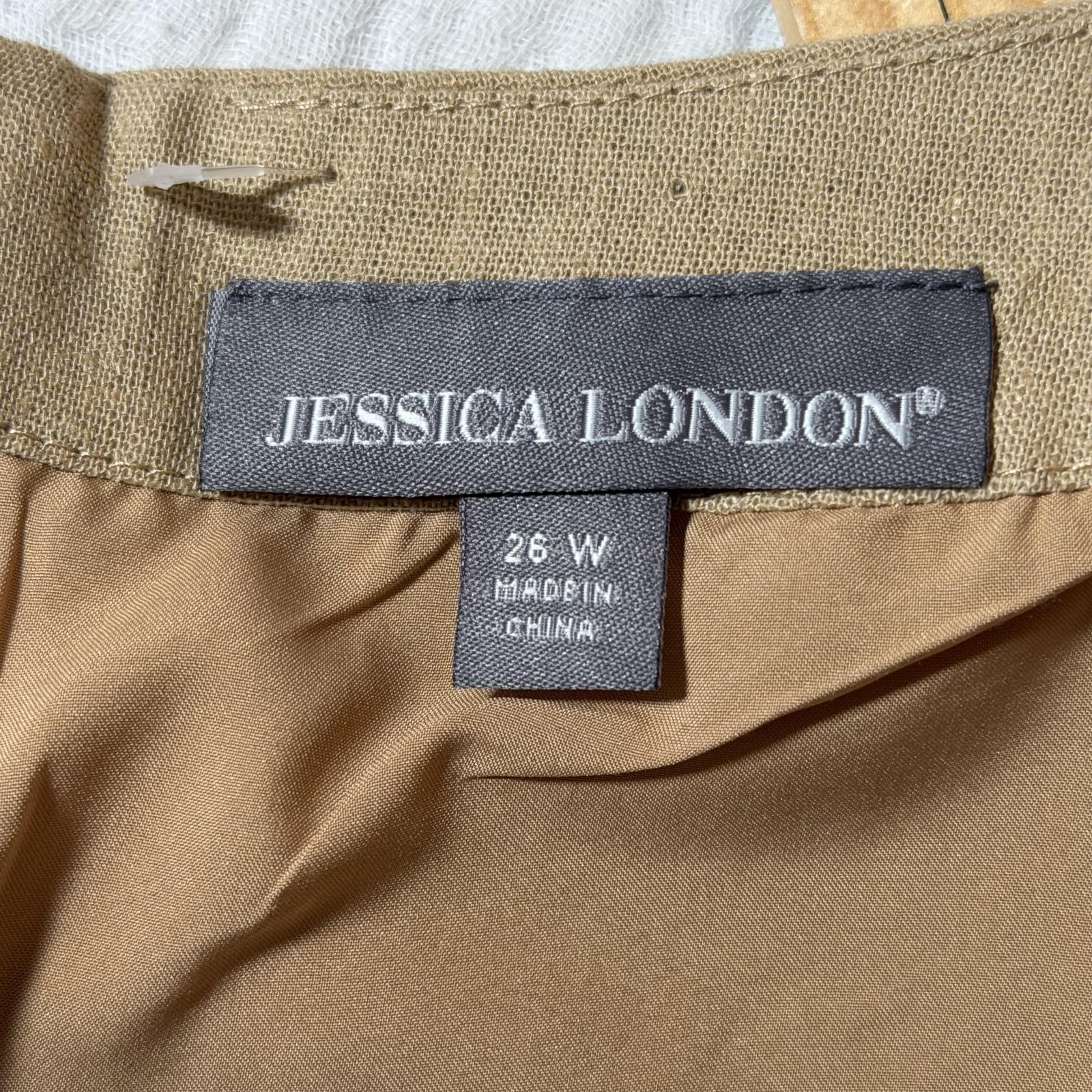 Jessica London 2 Piece Linen Blend Capri Set Womens 26W Beige Tan Belted Cropped