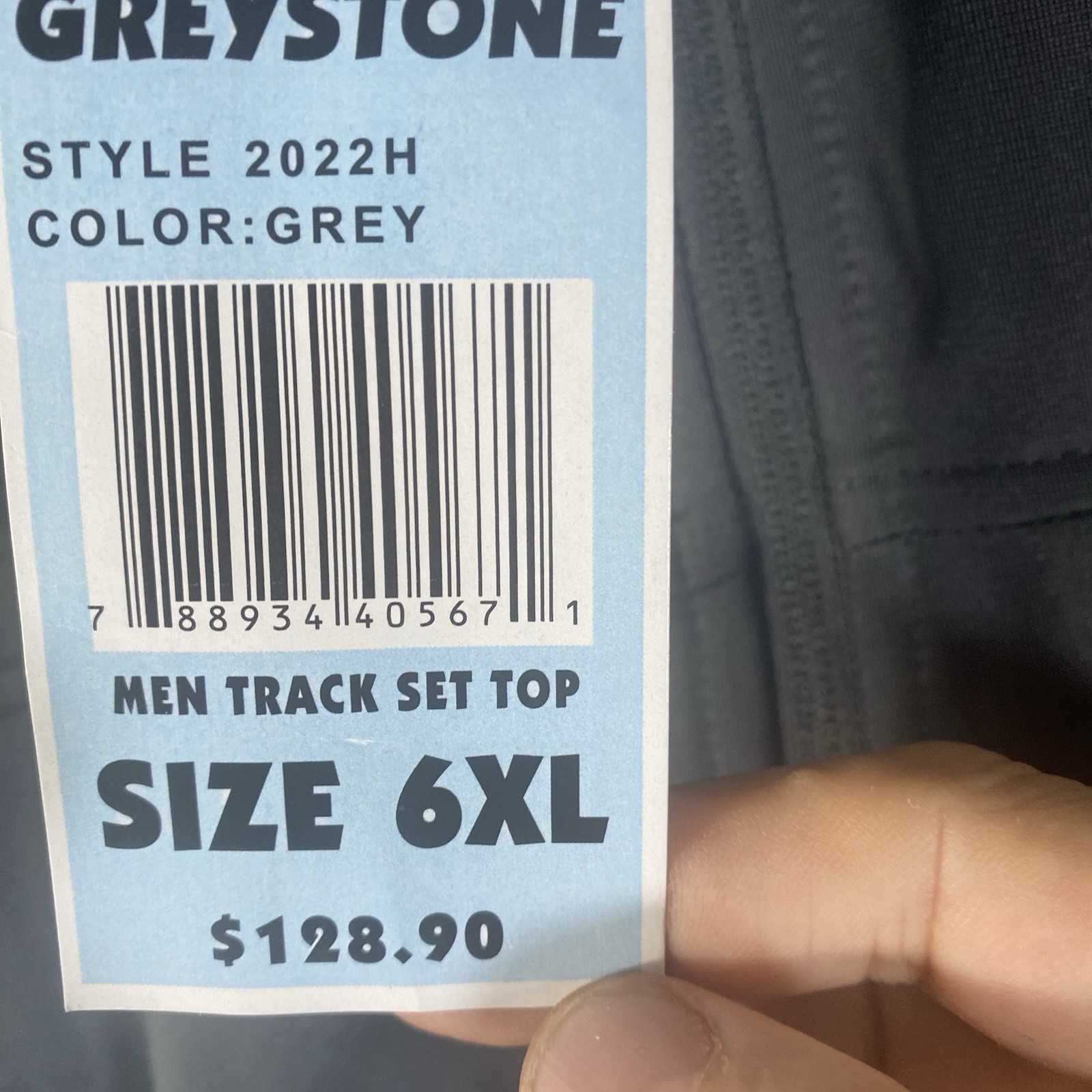 Greystone Big and Tall Track Jacket Mens 6XL Gray Full ZIp