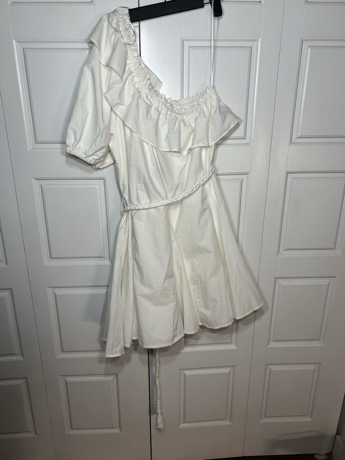 RHODE Target White One Shoulder Dress Mini M NWT Cottagecore Bridal Puff Sleeve