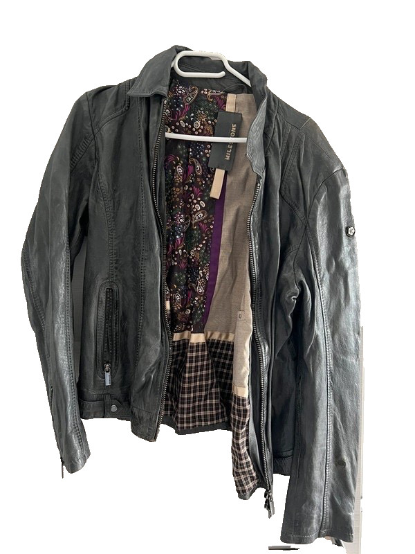 Milestone leather jacket size 44 leather jacket grey Santinti top