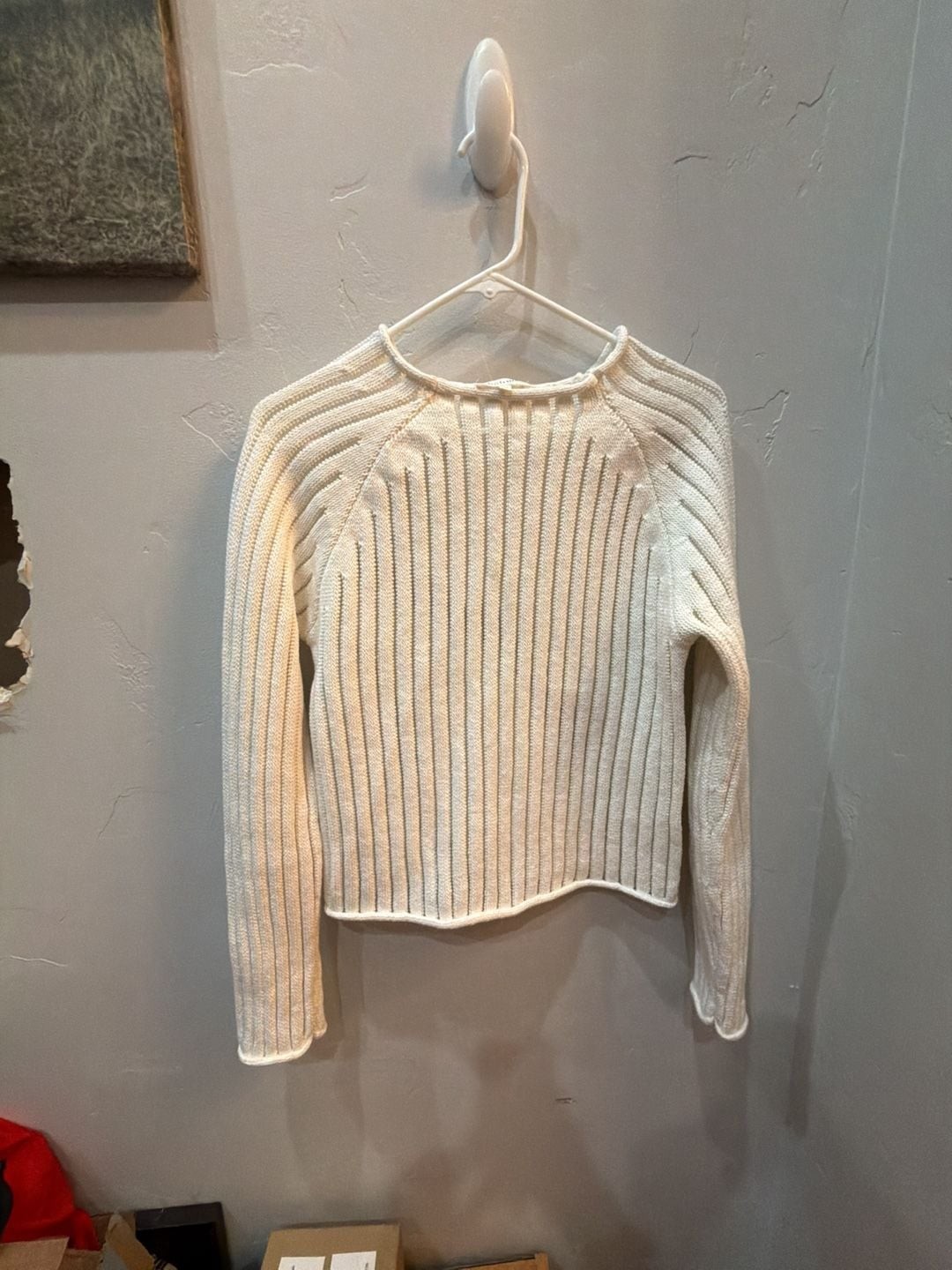 Böhme Women’s Cream Rib-Knit Long Sleeve Sweater