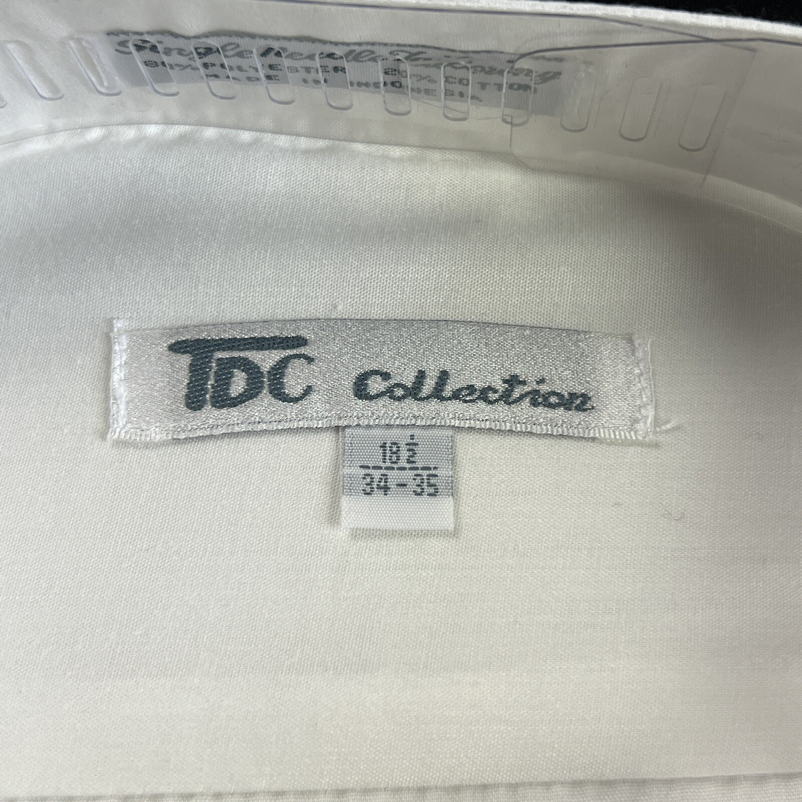 TDC Collection White Dress Shirt Men’s 34/35 Round Collar 18.5 NEW VTG