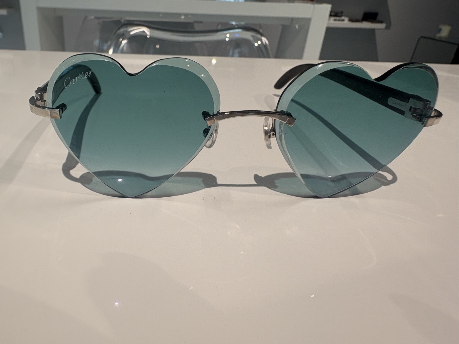 CARTIER C DECOR SILVER/WHITE BUFFALO HORN UNISEX EYEGLASSES CT0046O-002