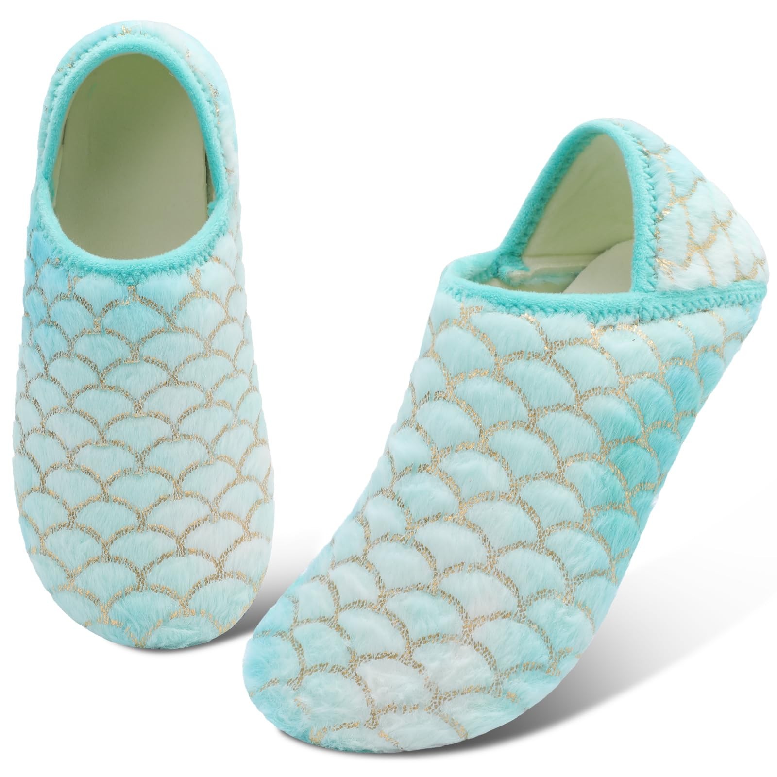 Scurtain Unisex Adults Rubber Sole Slippers House Slippers For Women Blue/Sca…