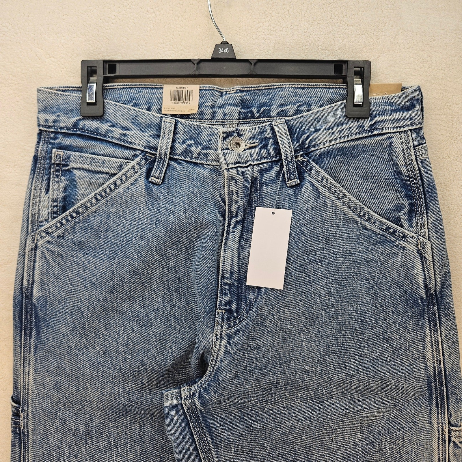 LEVI’S 568 MEN’S 30X32 CARPENTER LIGHT BLUE DENIM JEANS NWT WORKWEAR