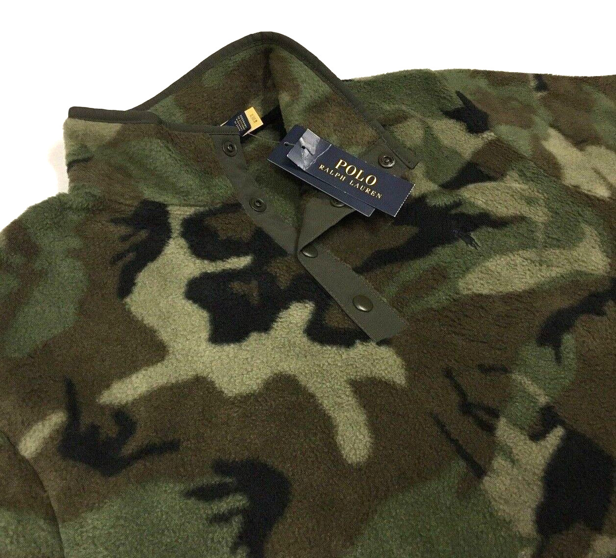 Polo Ralph Lauren Military Army Camo Sherpa Fleece Pullover Jacket Soldier Camp