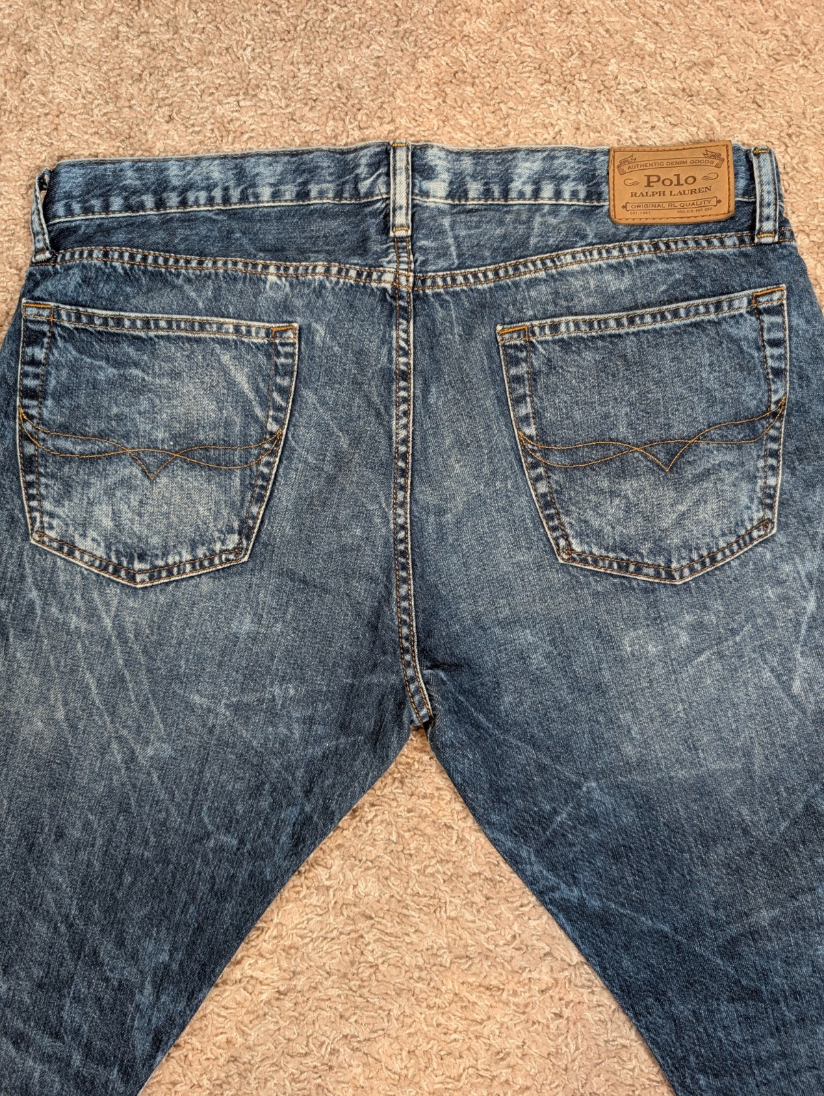 Polo Ralph Lauren Sullivan Medium Blue Acid Wash Men’s 36×30 Denim Jeans
