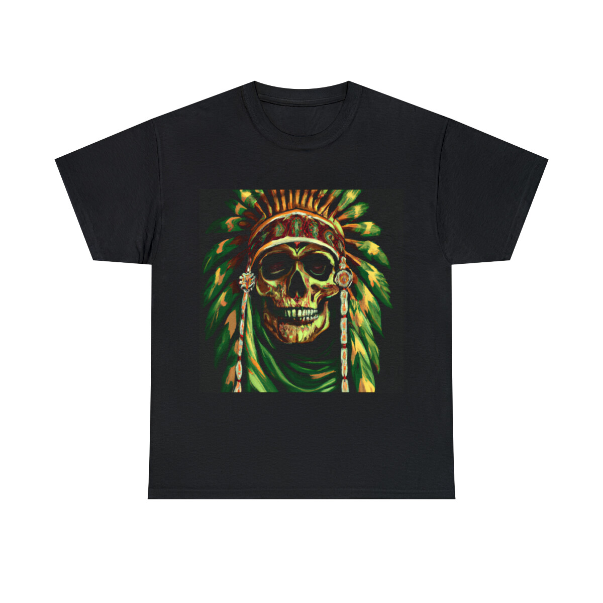 Indian Skull Headdress Biker Motorcycle T Shirt Adult Art Tee Retro Style 90s