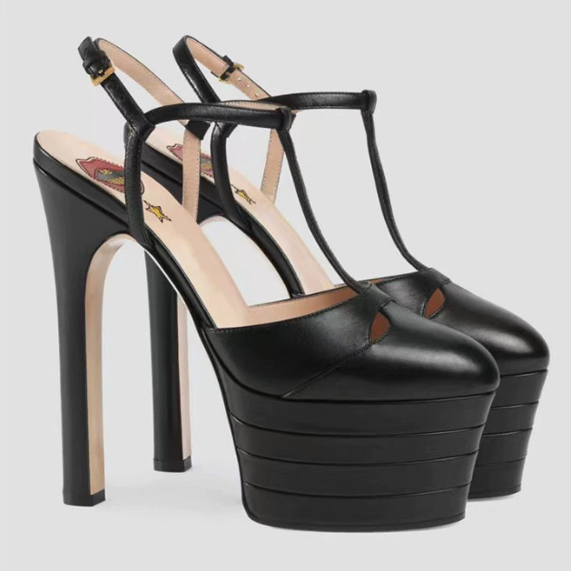 Elegant Womens Platform T-strap High Stilettos Rivets Pumps Fashion Sandals Club
