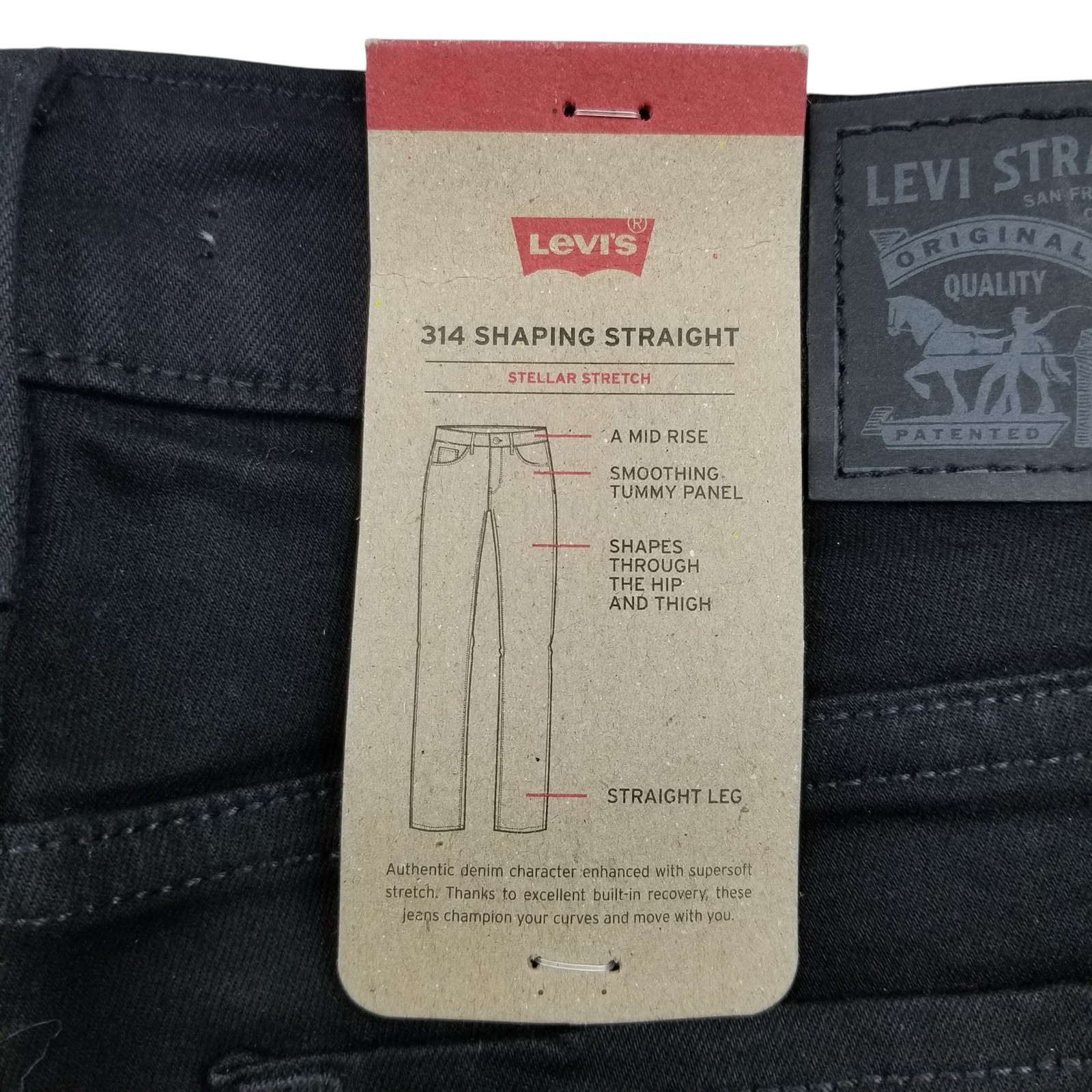 Levis 314 Shaping Straight Black Wash Jeans Womens 29 x 32 New