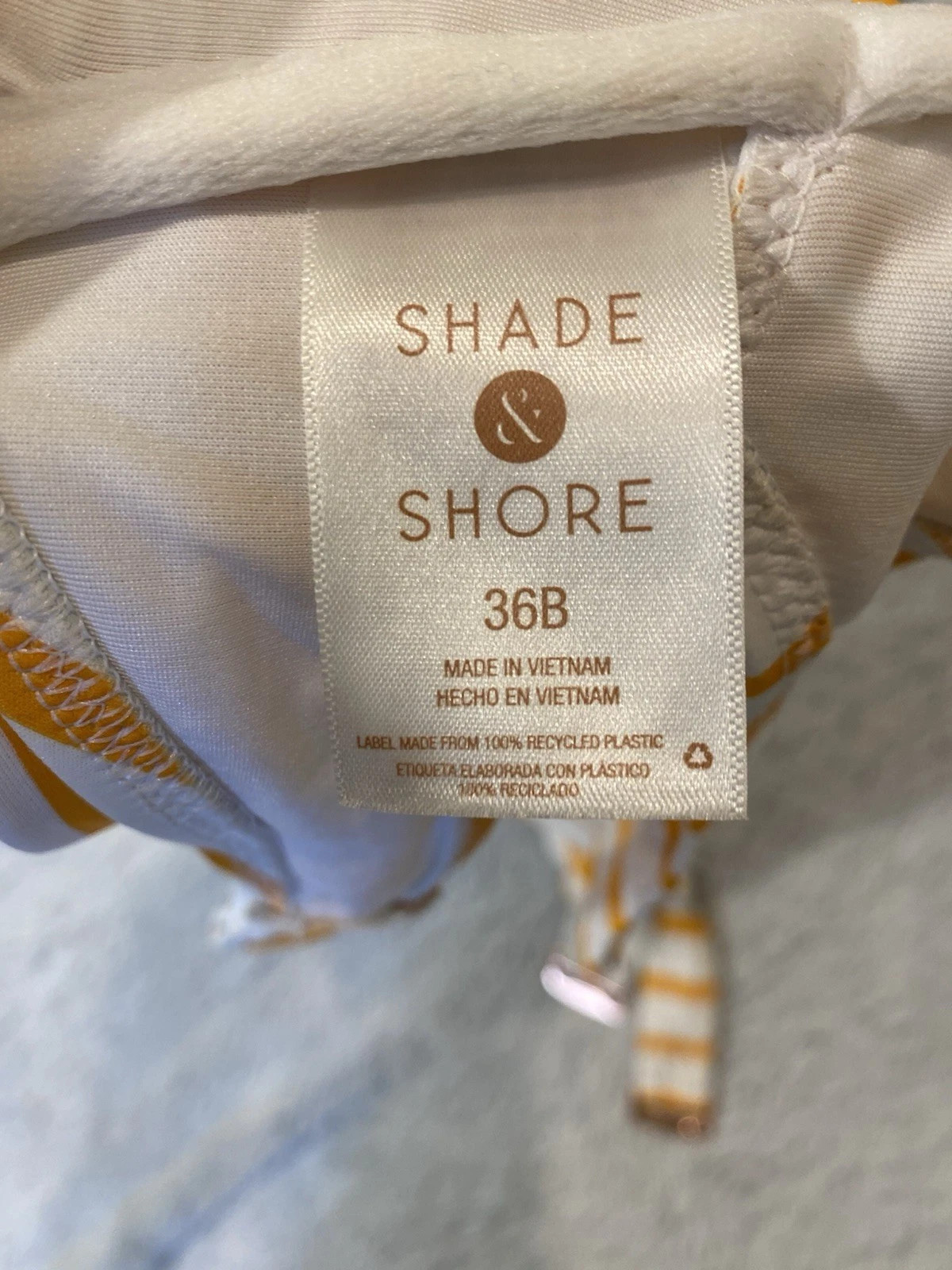 Shade & Shore Medium 36B Orange Stripe Keyhole Front Pushup Bikini Swim Top New