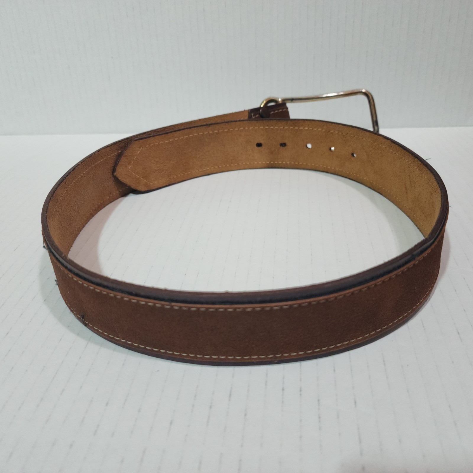 PARIS Belt Cowhide Leather & Man-Made Material Brown Contrast-Stitches Size S