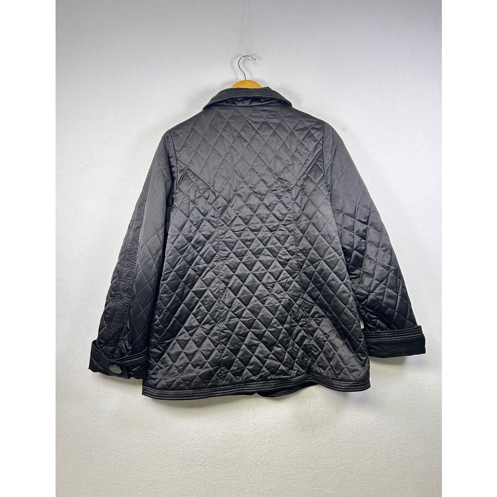 Classic Jones New York Quilted Snap Button Jacket Black Size Large