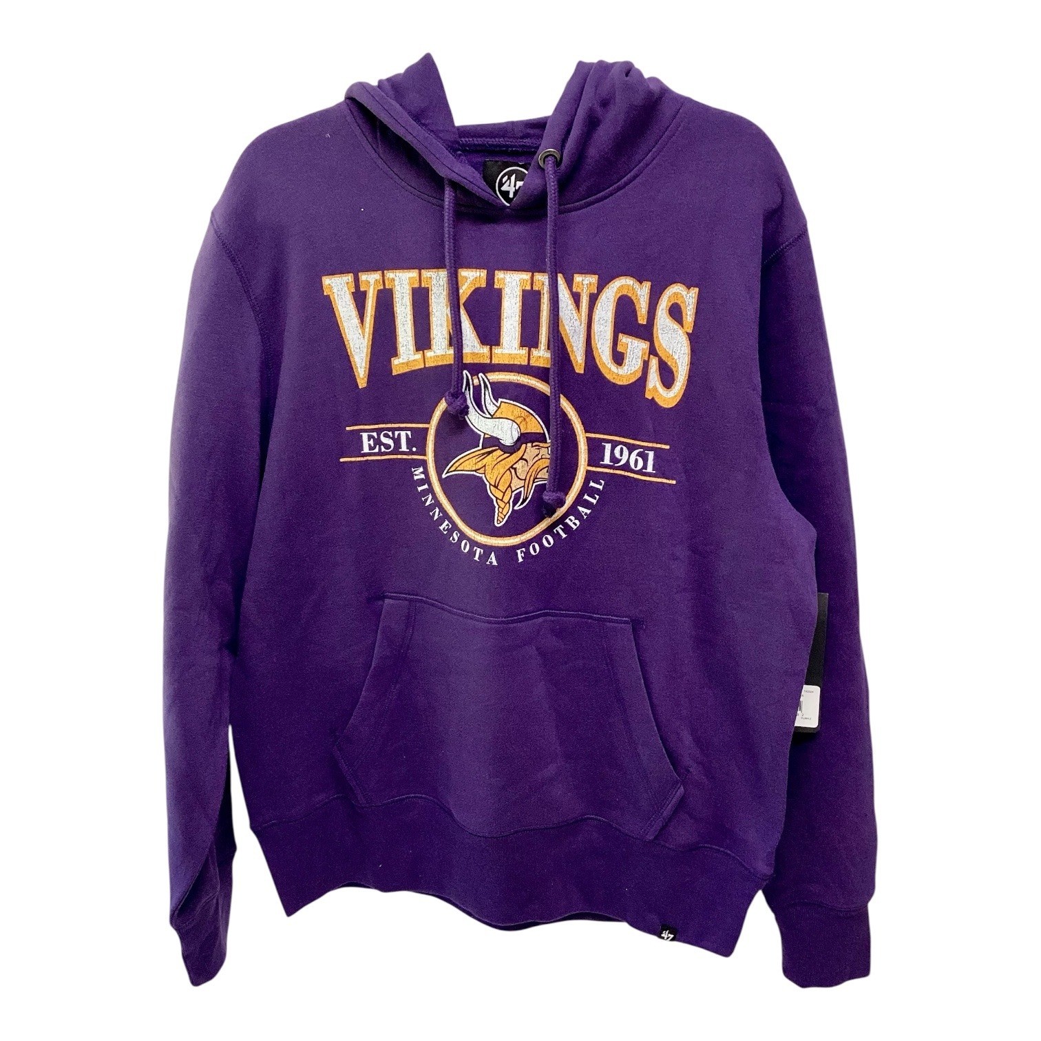 47 Brand Minnesota Vikings NFL Hoodie Purple Mens Medium NWT Est 1961 Sweatshirt