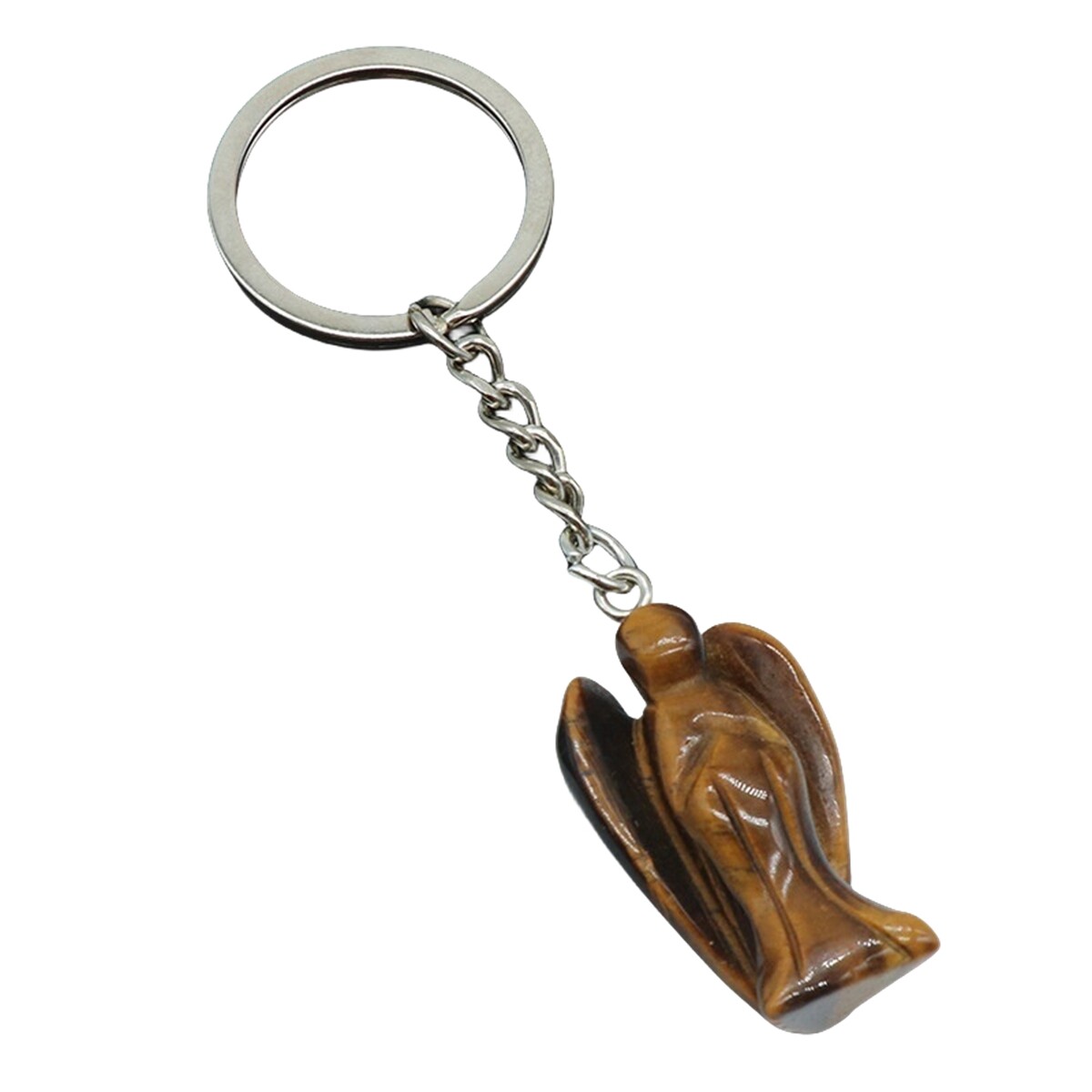 Natural Crystal Angel Keychain Healing Energy Pendant for Women Men
