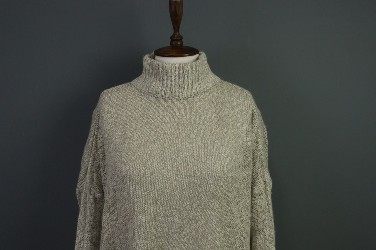 Ann Demeulemeester Ivory Turtle Neck Wool Knit Sweater Size L