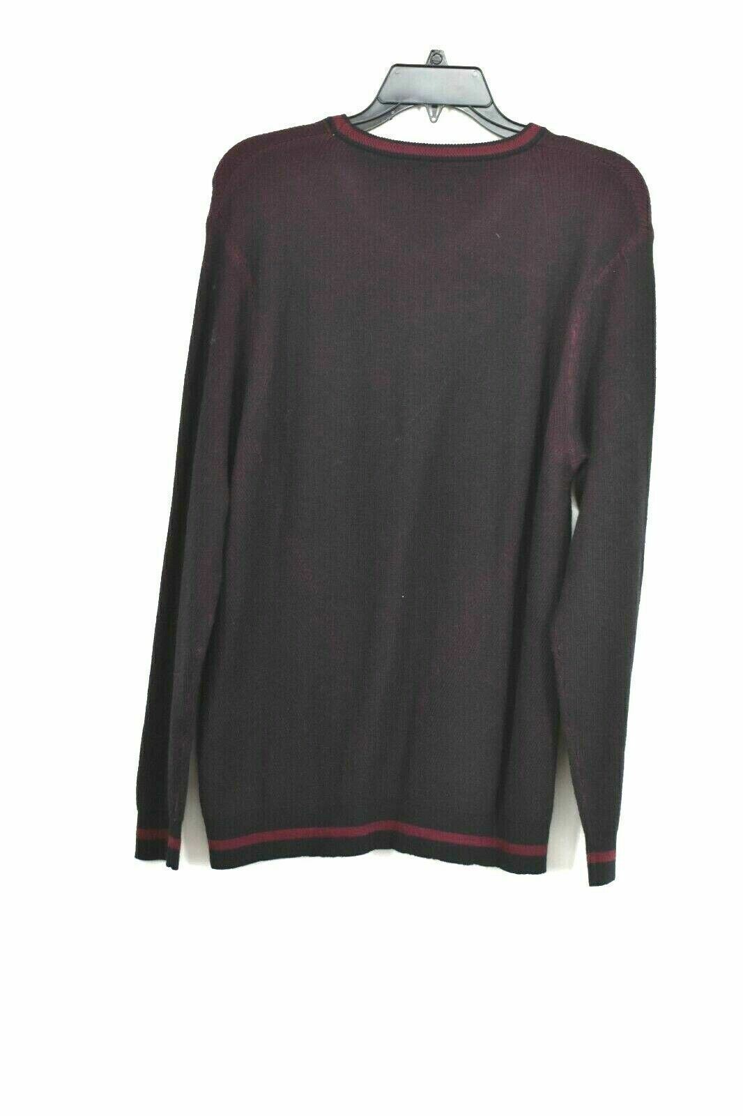 Vince Camuto Mens Long Sleeve Ribbed Cuff Tipped Crew Neck Pullover Sweater