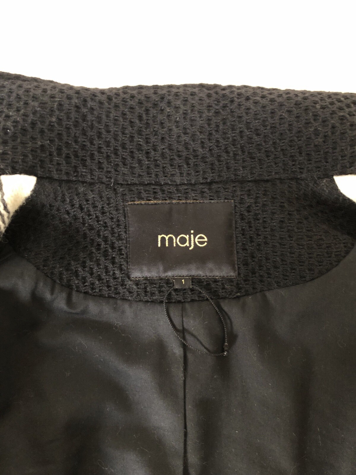 Maje Samy Leather & Jacquard Biker Jacket Size 1 (UK 8) NEVER WORN