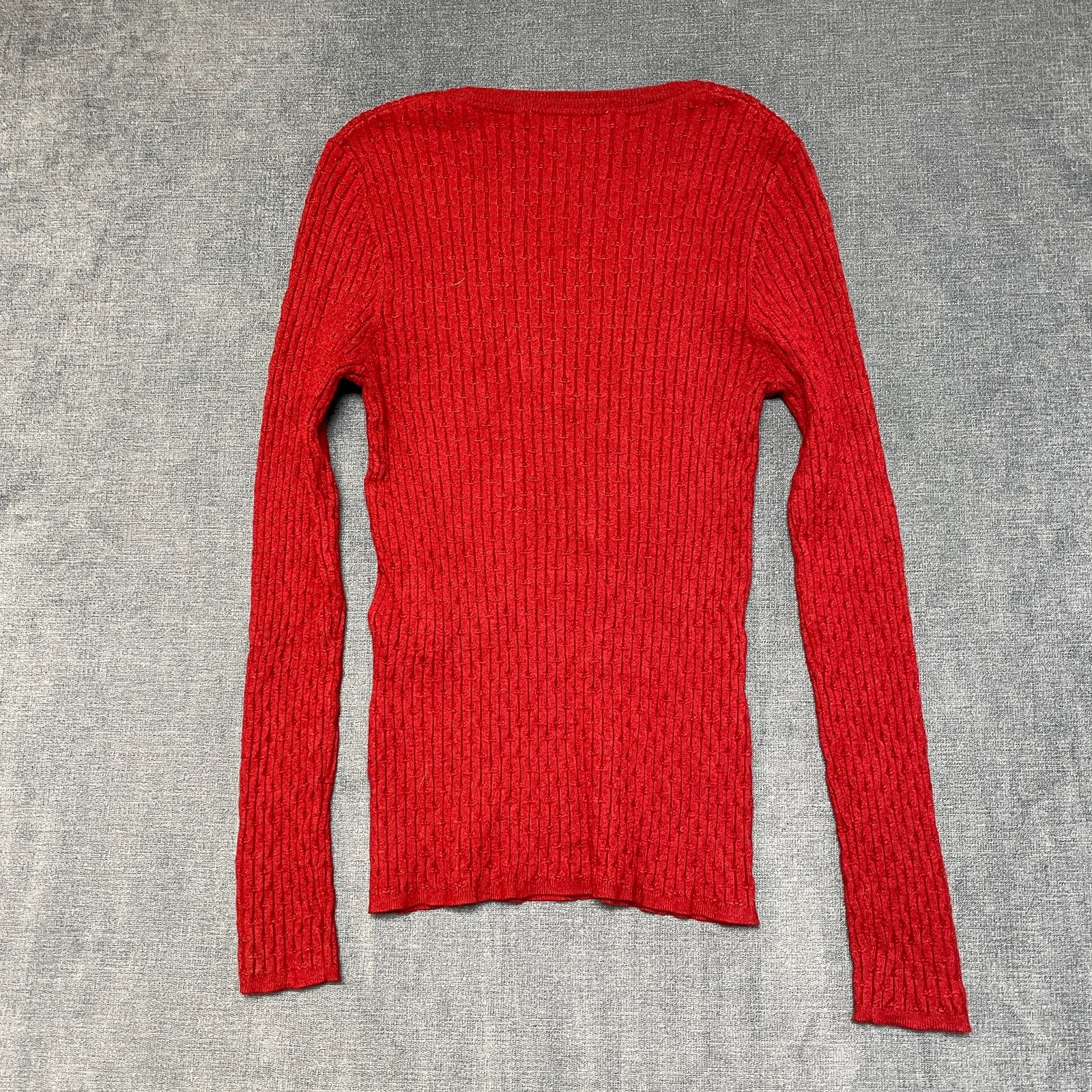 La Maille Sezane Sweater Womens Medium Red Ribbed Knit Round Neck Winter Wear
