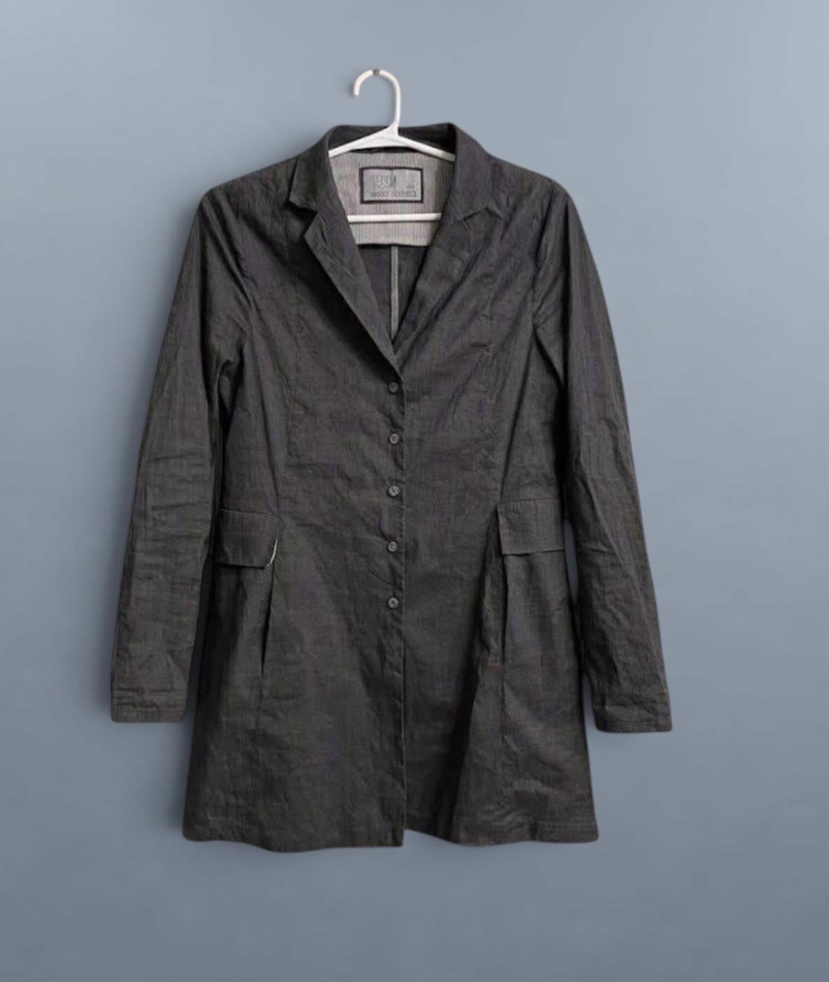 Annette Görtz Gray Linen Silk Blend Coat Jacket Size L DE 40 Avant-Garde