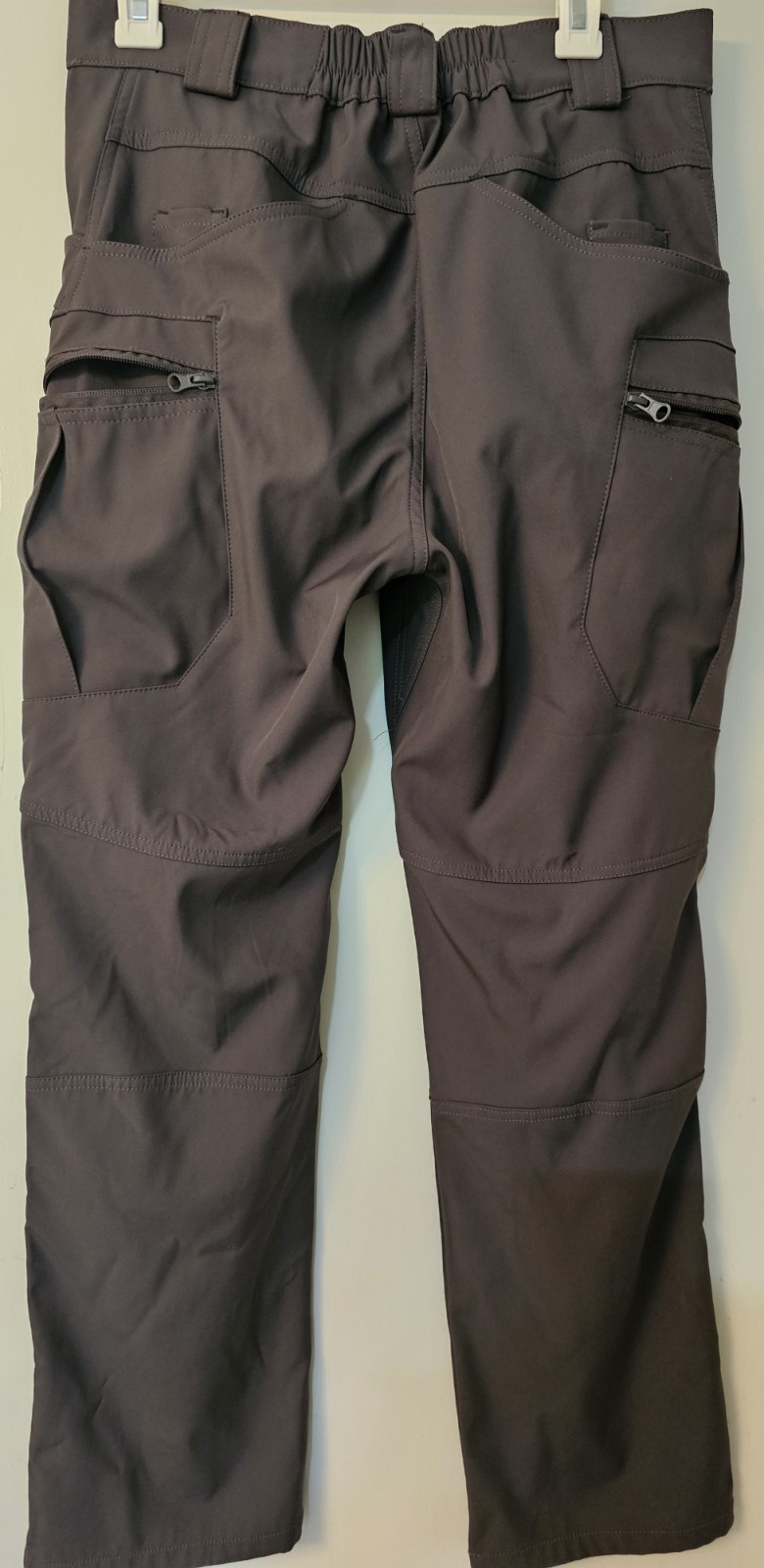 Men’s Gray Cargo Hiking Pants Size 30 Elastic Waist Pockets