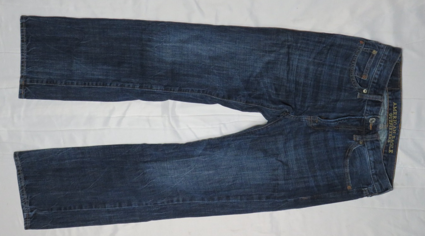 AMERICAN EAGLE AEO BLUE JEAN 28×30 ORIGINAL BOOTCUT 100% COTTON DENIM 2015