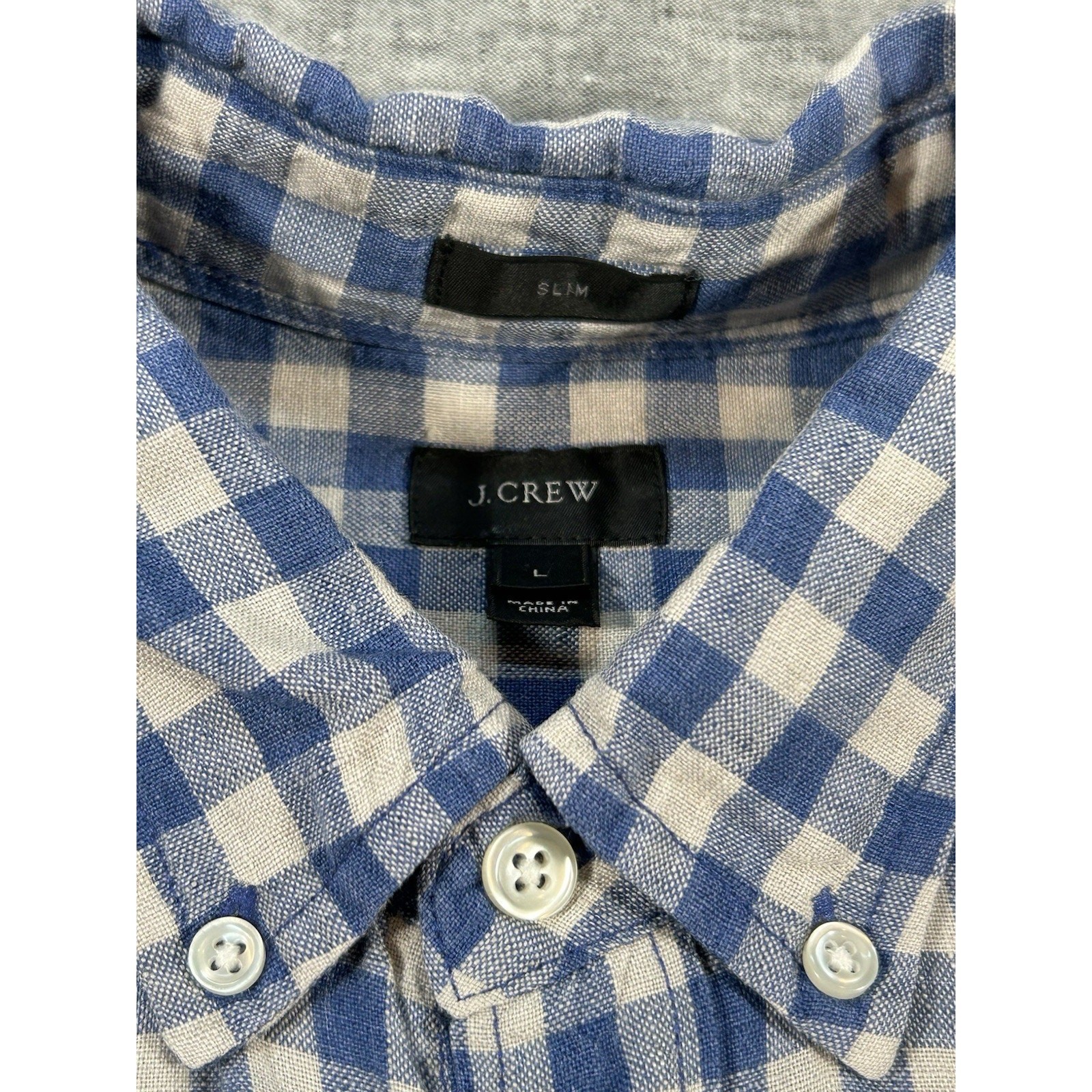 J Crew Baird McNutt Irish Linen Shirt Mens Large Plaid Classic Preppy Button-Up