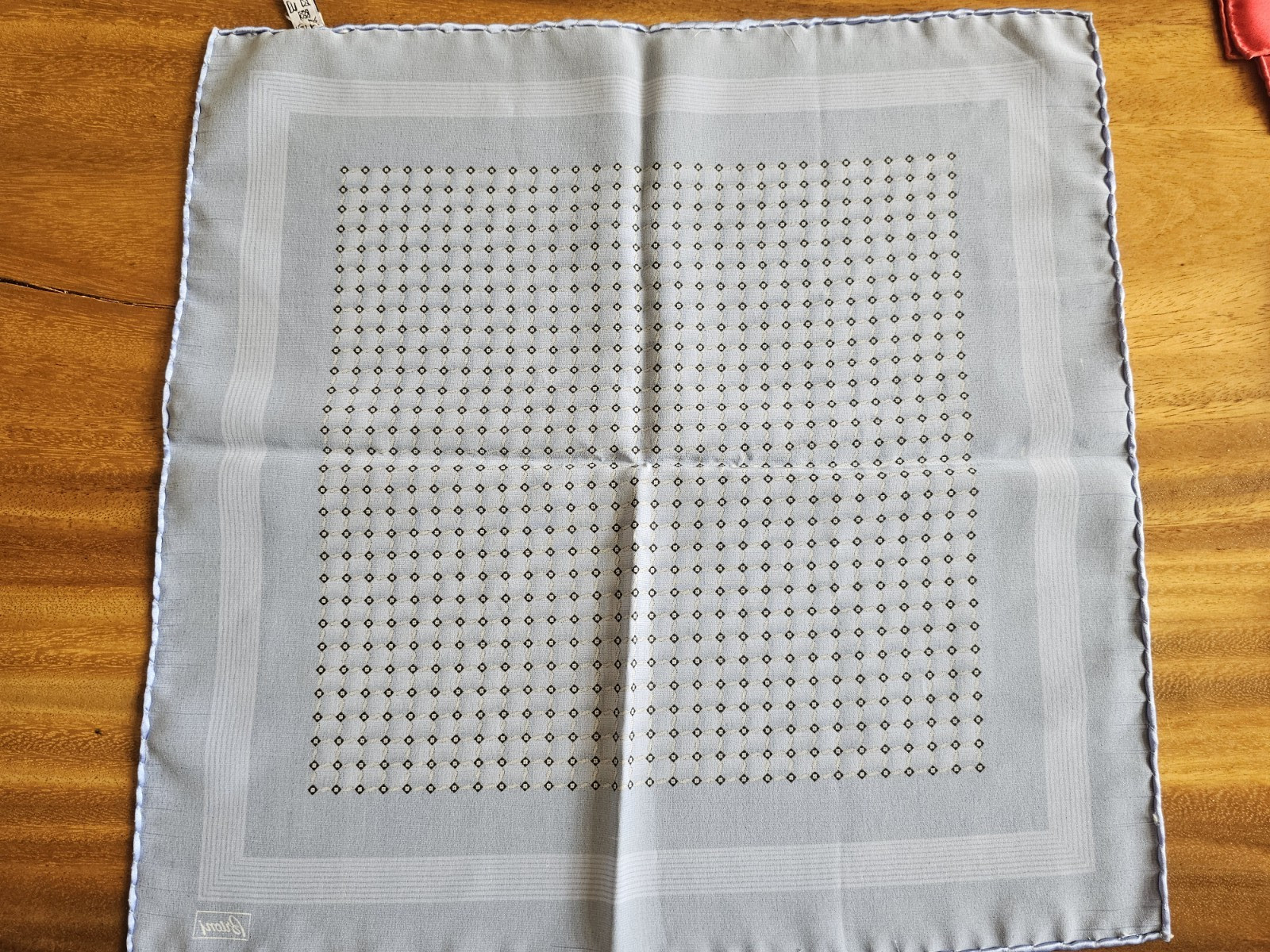 Brioni Silk Pocket Square Blue and Black Medallion Made in Italy Luxury