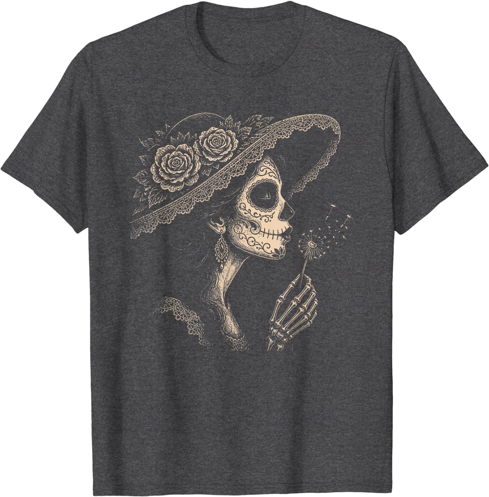 la Catrina Blowing Wishes Dandelion T-Shirt