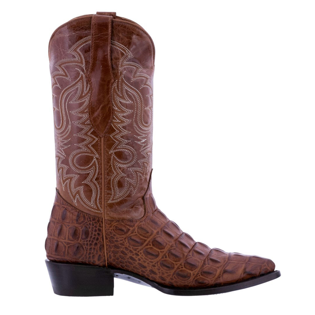 Mens Cognac Crocodile Alligator Pattern Genuine Leather Cowboy Boots J Toe Botas