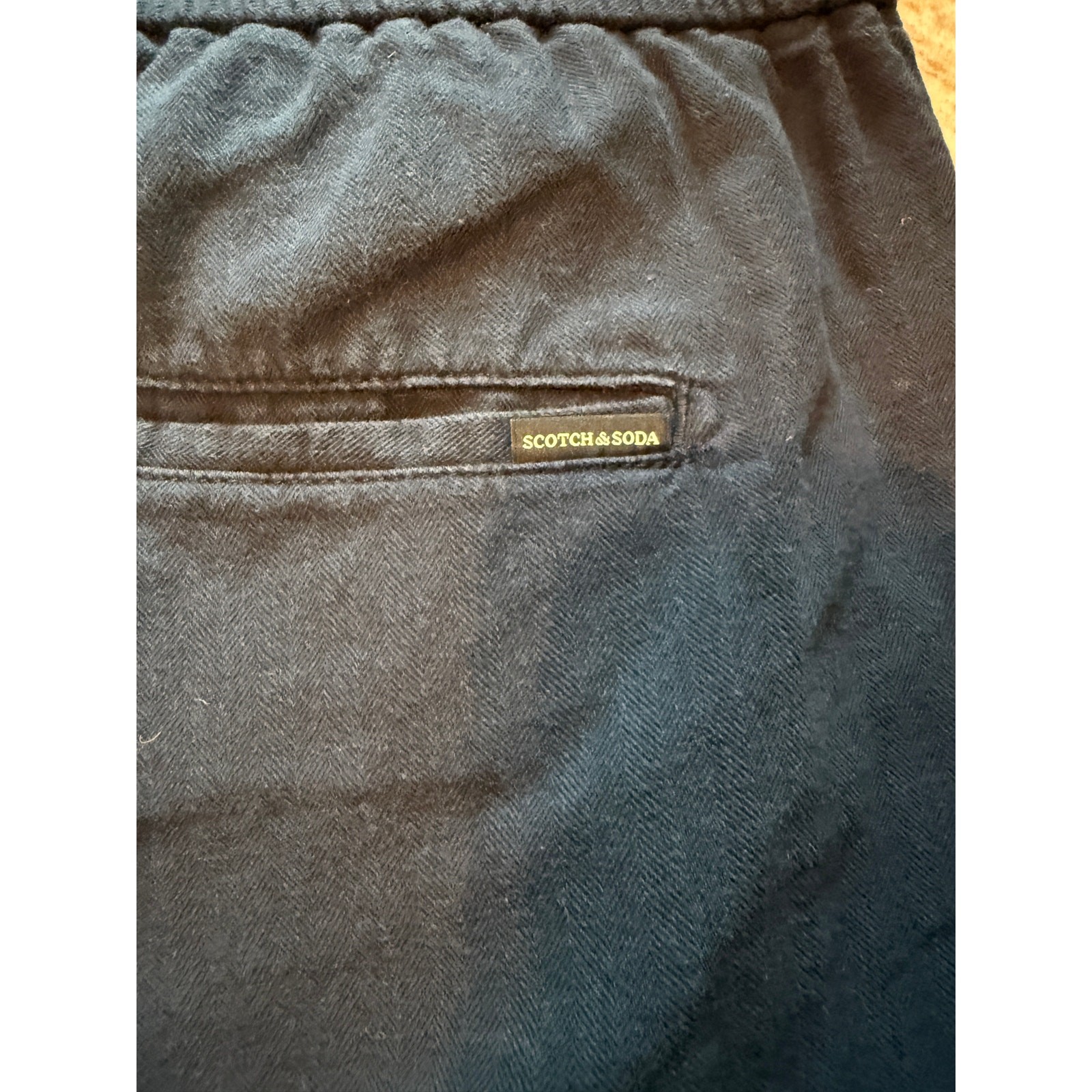 Scotch & Soda Blue Fave Linen Blend Elastic Waist Drawstring Shorts Men’s 38