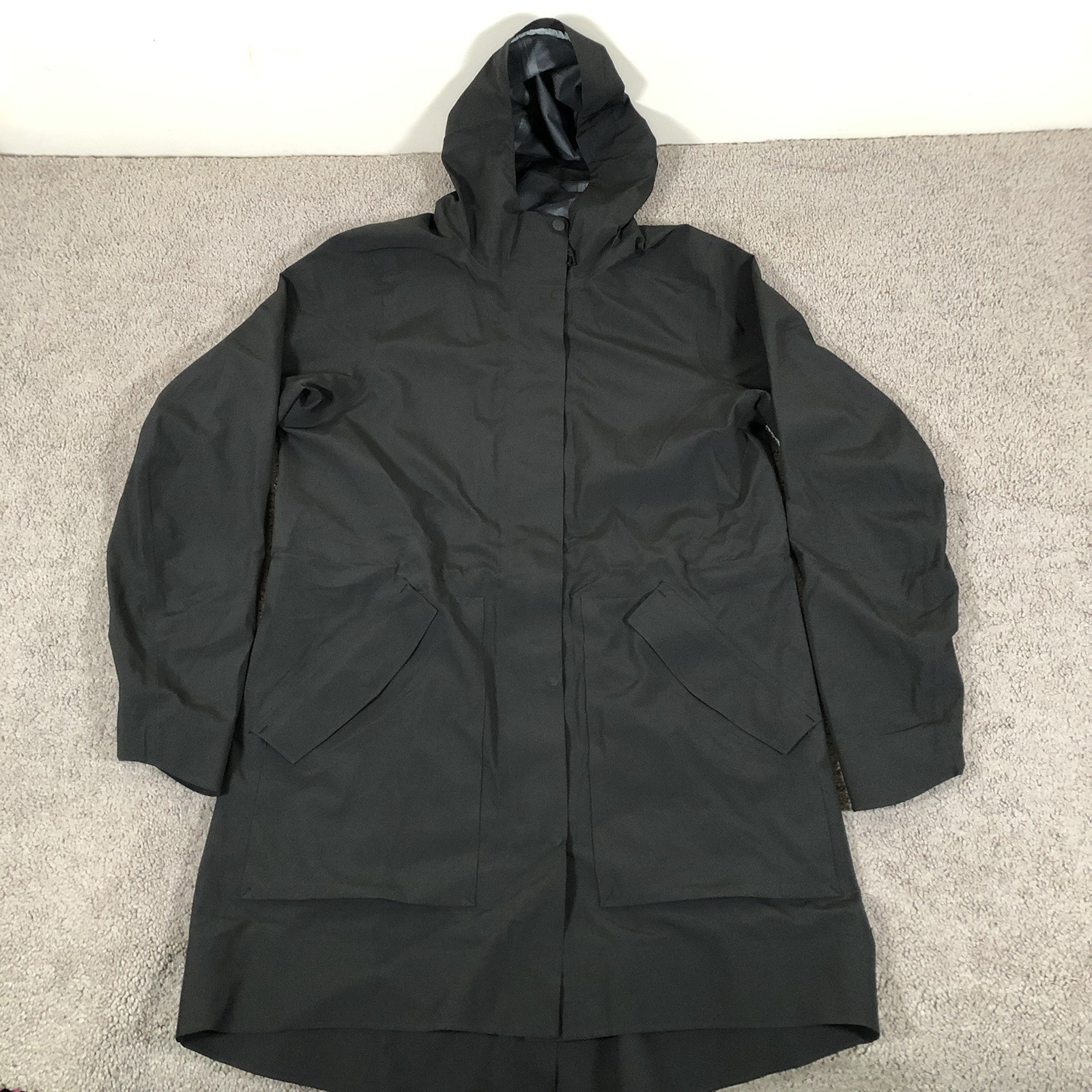 REI Co-Op Coat Womens Medium Black Rain Waterproof Pike Street Trench Jacket