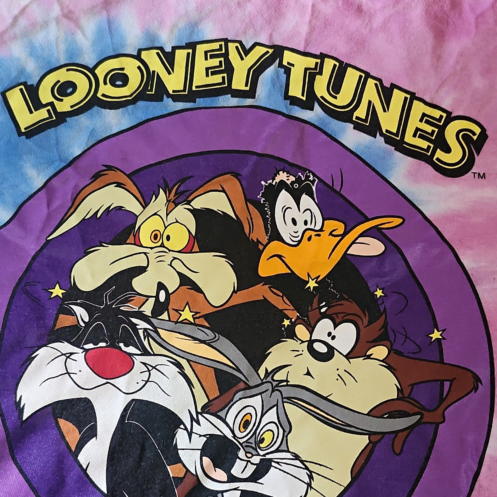 Looney Tunes Men/ Womens Tie-Dye Graphic T-Shirt L Cotton Crew Neck