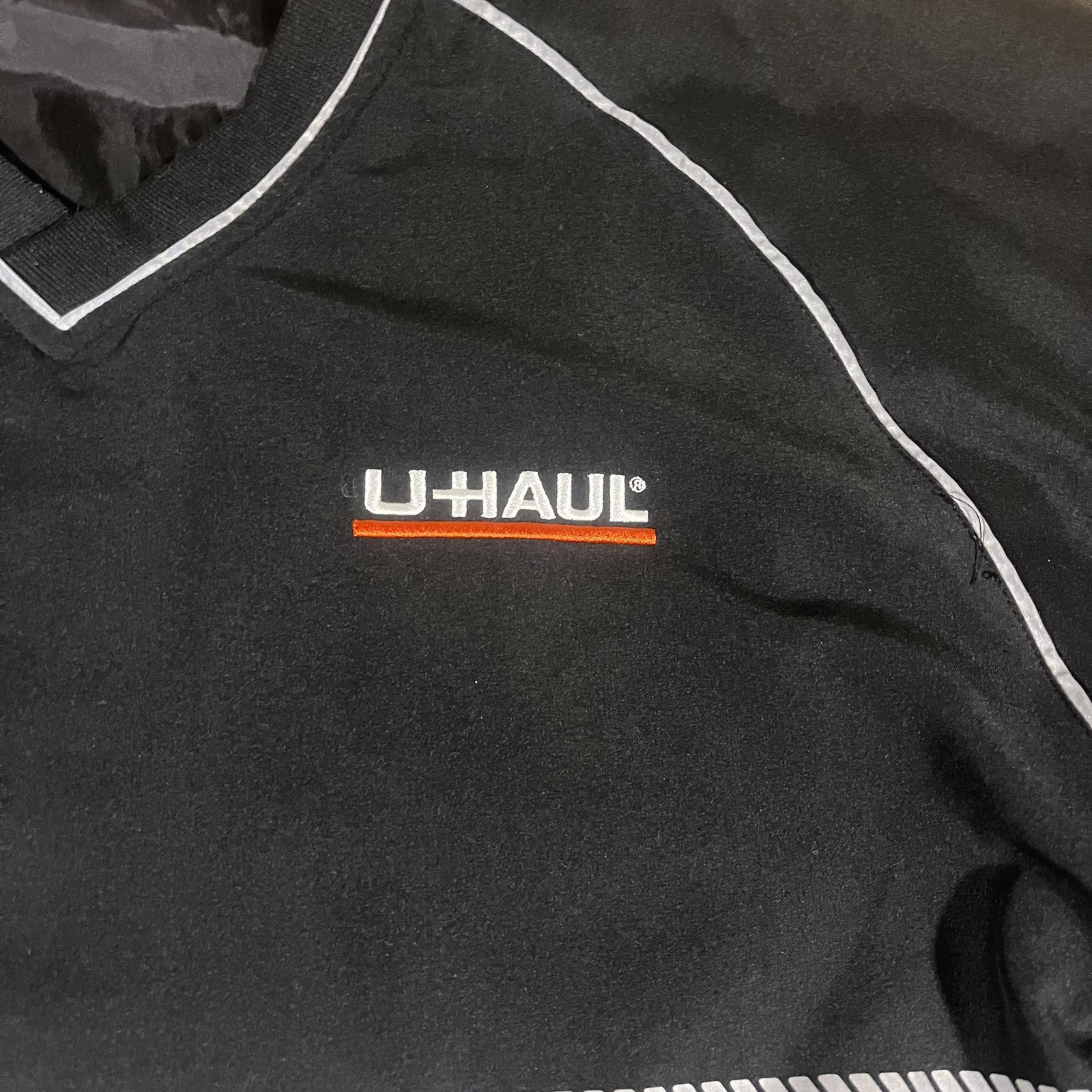 Vintage U-Haul Work Jacket Mens Medium Black Windbreaker Reflective Uniform