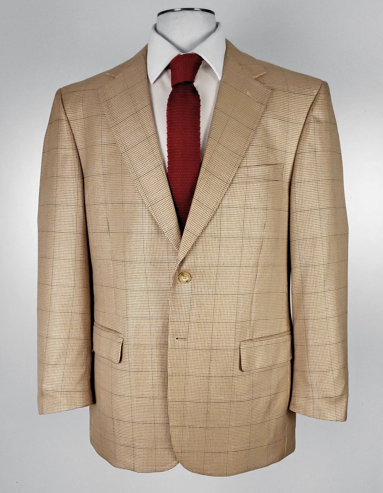 Silk & Wool 42R Brown Micro-Houndstooth Sport Coat Classic Fit