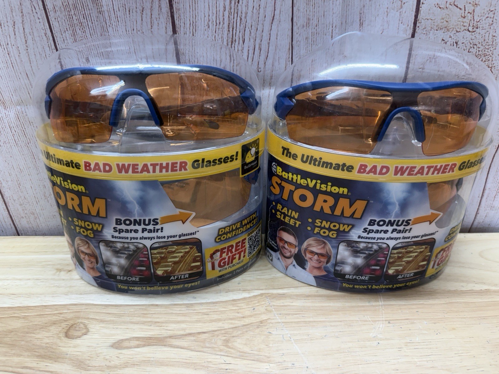 2 Packs Battlevision Storm Blue Glare Reduction Glasses 2 Pairs EA Bulbhead NWT