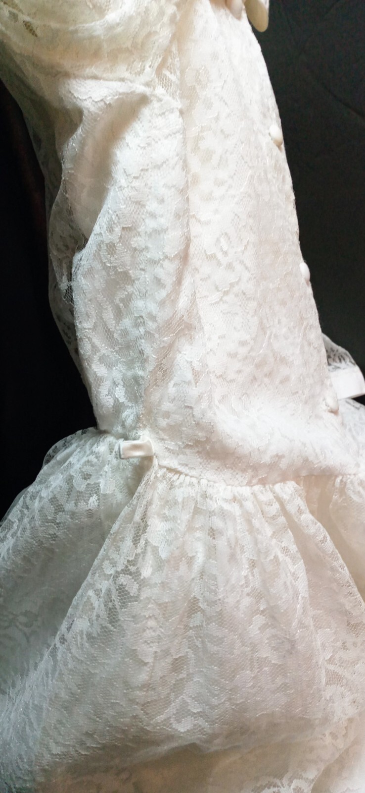 Vtg 50s Rose Lace Dress Peter Pan Collar ILGWU Union Made USA JUNIORS Sz 14