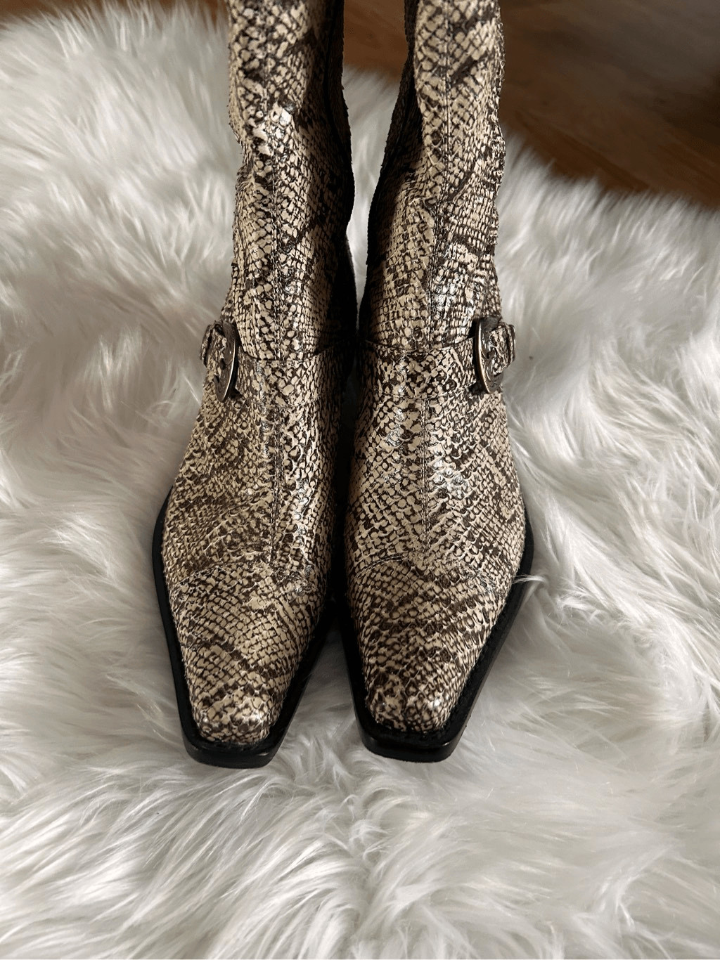Vtg Jessica Bennett Womens Western Snake Leather Boots Sz 7.5 Mid Kalf