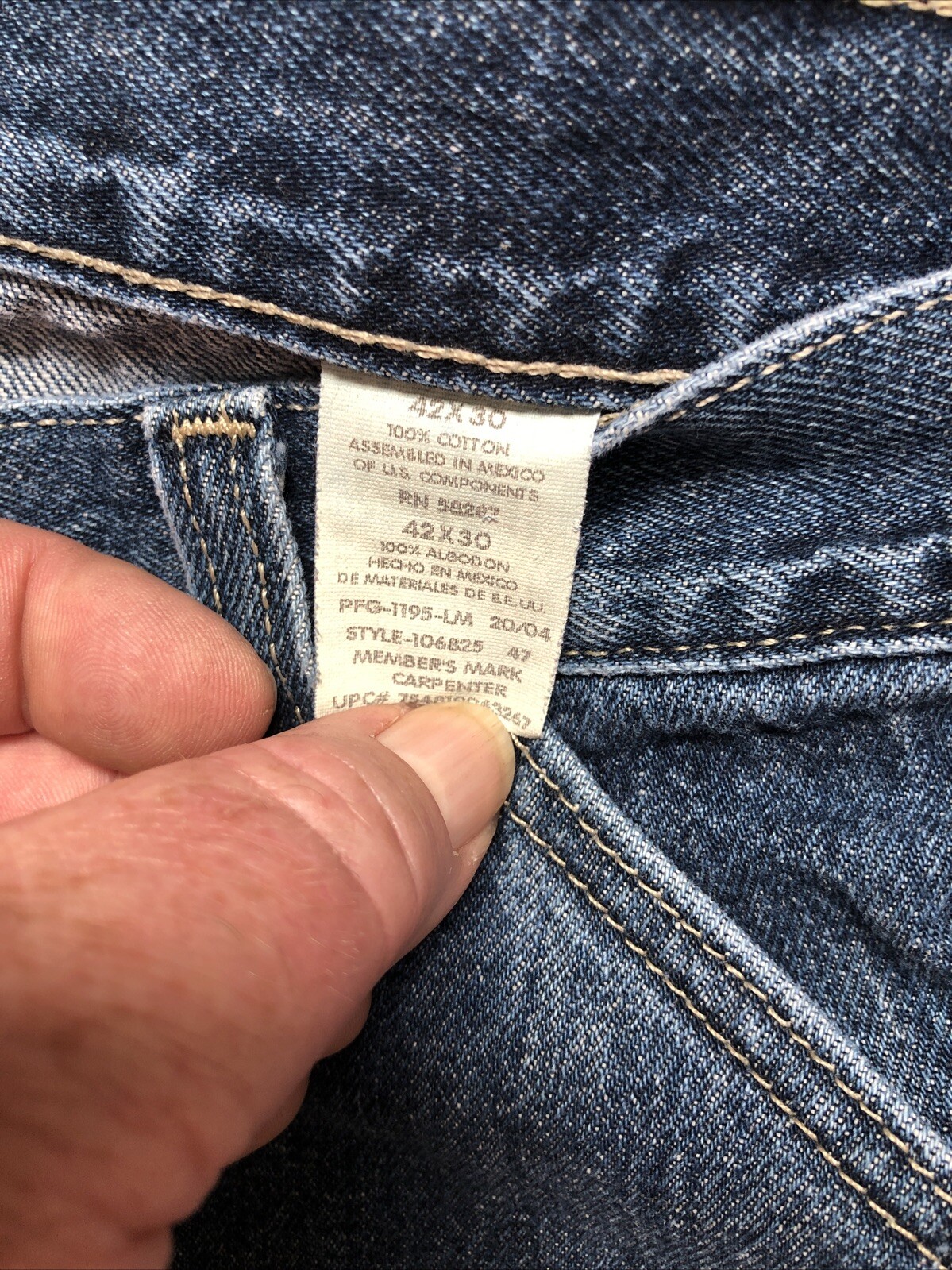 Members Mark Men’s Blue Jeans Size 42×30 Vintage Carpenter Pants W42 L30