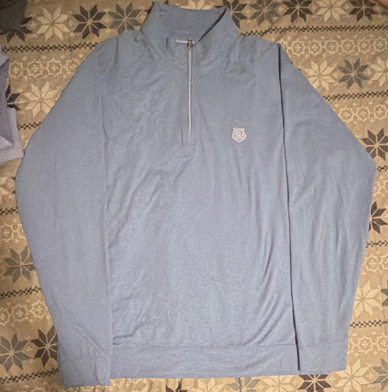 Holderness & Bourne Men’s Blue 1/4 Zip Mock Neck Sweatshirt Emb Logo L