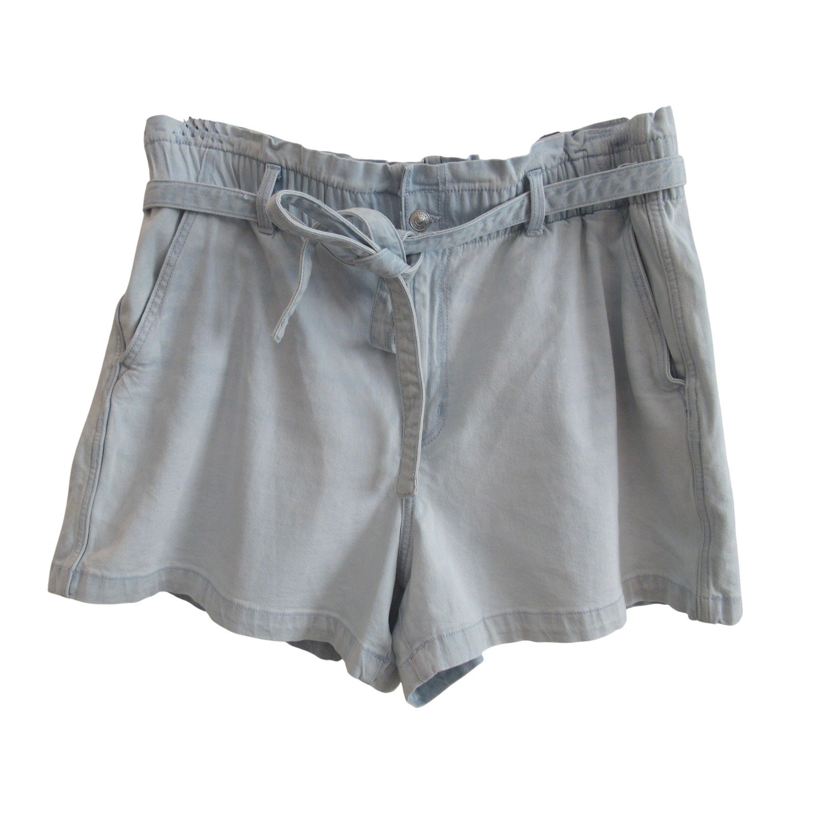 Old Navy Mom Shorts Womens 18 Light Wash Denim Paperbag High Rise Tie Waist