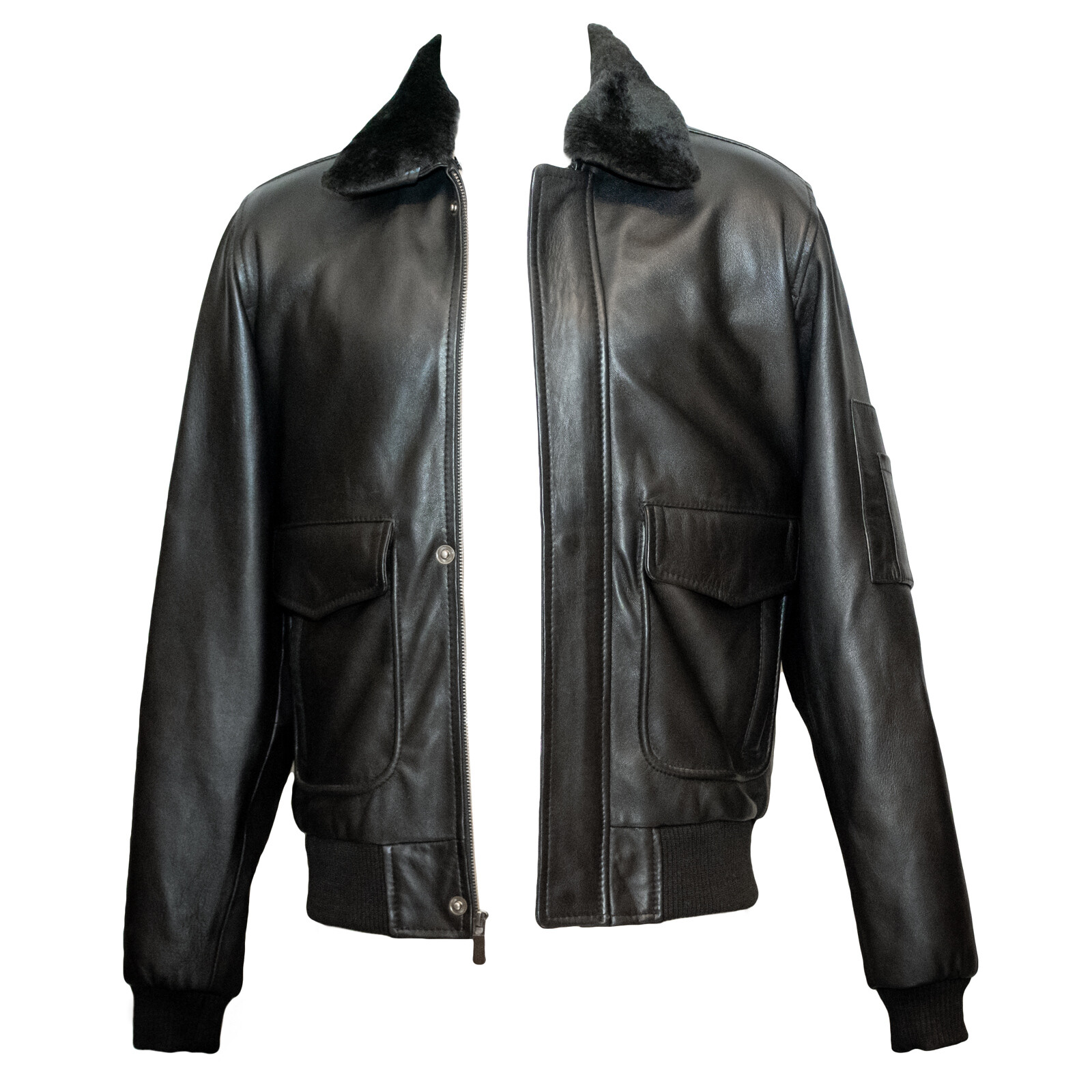 Aviator G-1 Flight Bomber Jacket Soft Sheepskin Leather W/ Removable Fur Collar