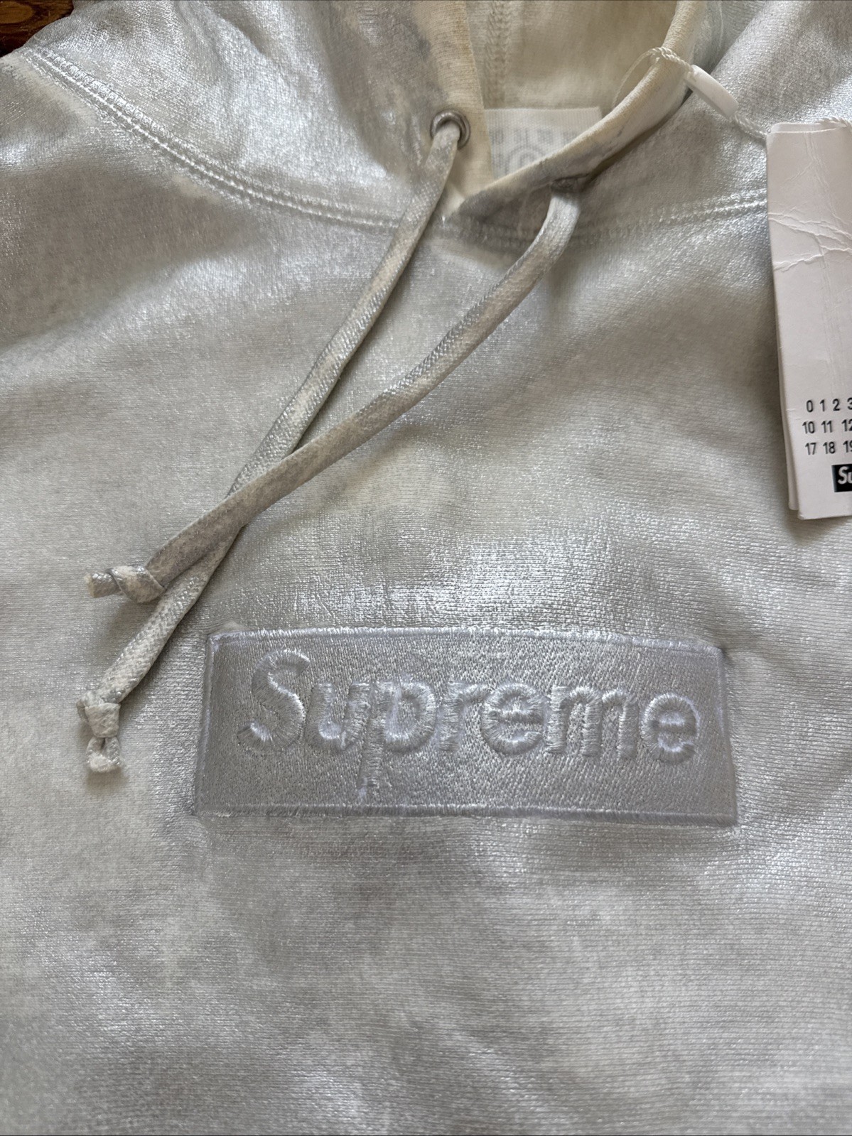 Supreme MM6 Maison Margiela Foil Box Logo Hooded Sweatshirt White Size XL C22