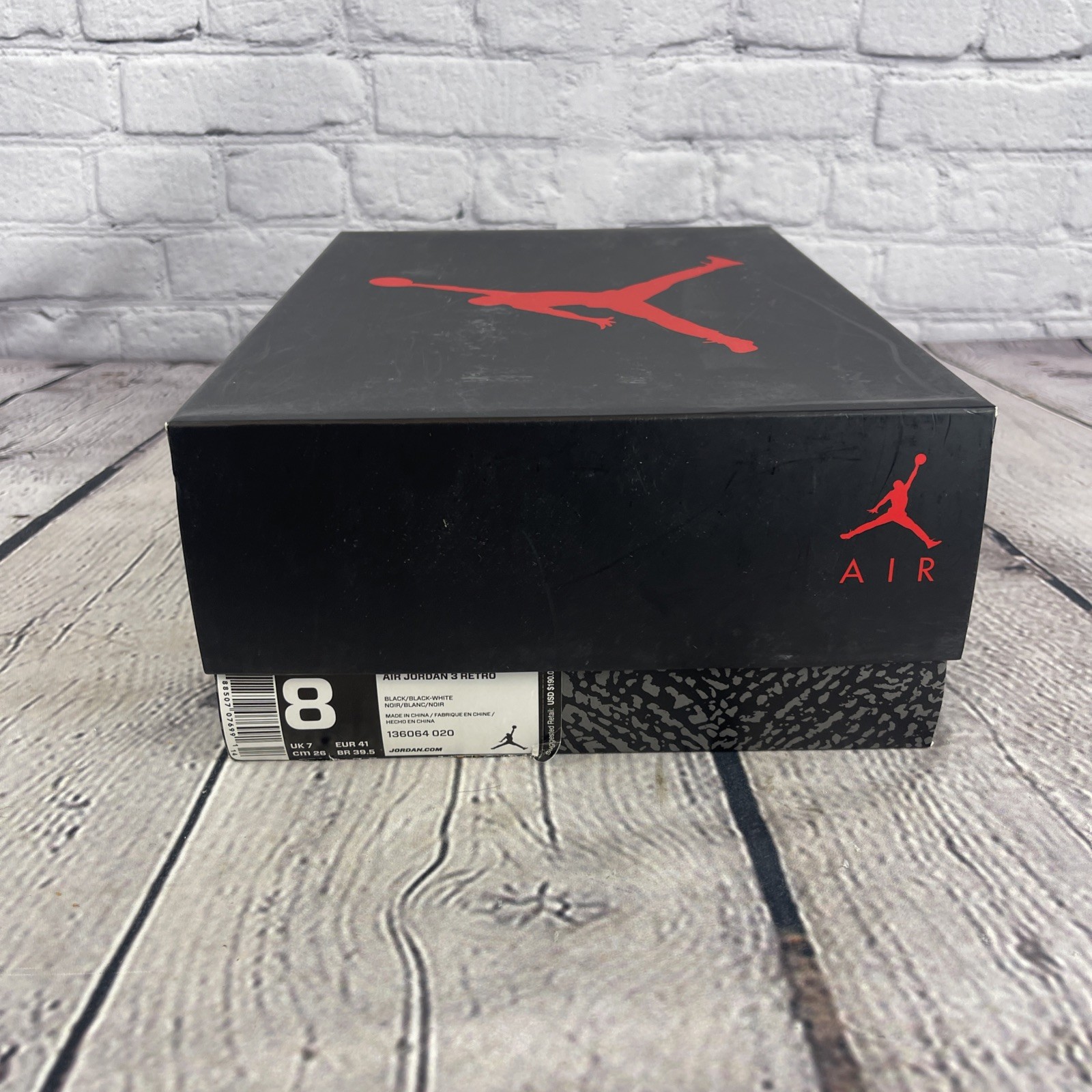 Jordan 3 Cyber Monday WITH BOX – Leather Black & White AJ3 Retro 2016 Size 8