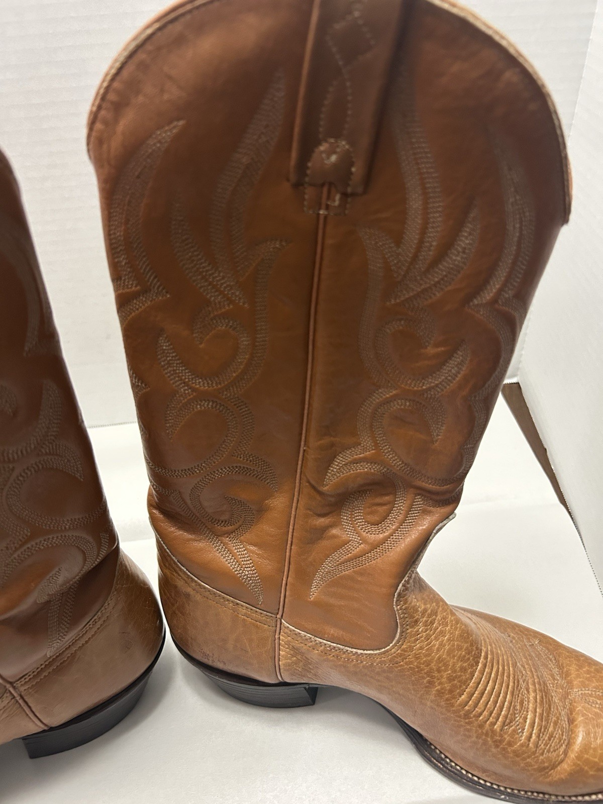 Vintage Men J Chisholm Western Boots 919 42239 Tan 10.5D USA Cowboy Handcrafted