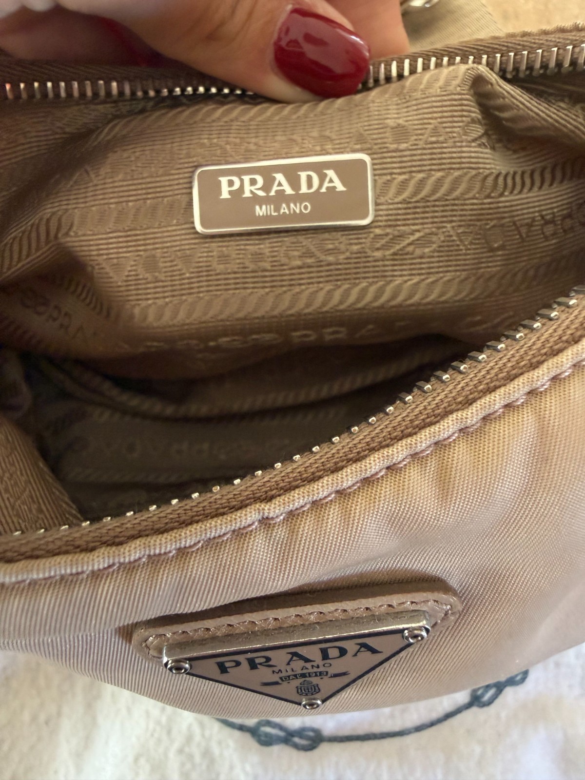 100% Authentic Prada Re-Edition 2005 Re-Nylon bag in Nude