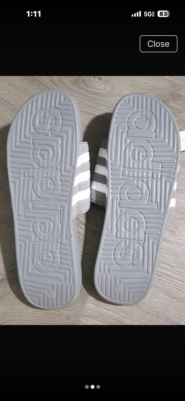 adidas Adissage Slide Sandals Men’s US 18 Gray/White Rubber Slip-On
