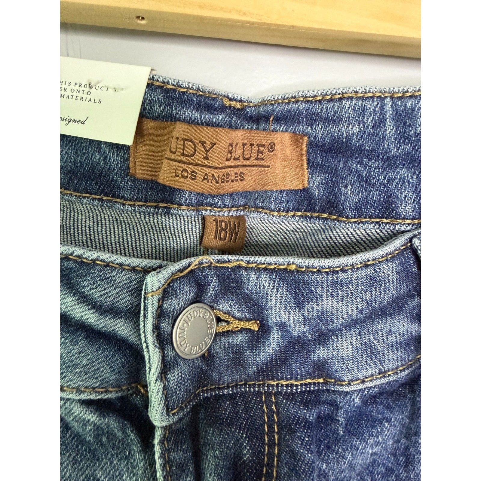 Judy Blue Rigid Magic High Waist Crop Wide Leg Distressed Jeans 18W 88963