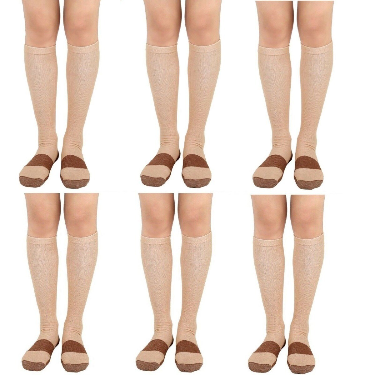 3 Pairs Copper Compression Socks 20-30mmHg Energy Support Recover Fit Knee High
